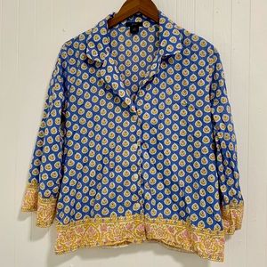 J Crew Batik Style Printed Cotton Top